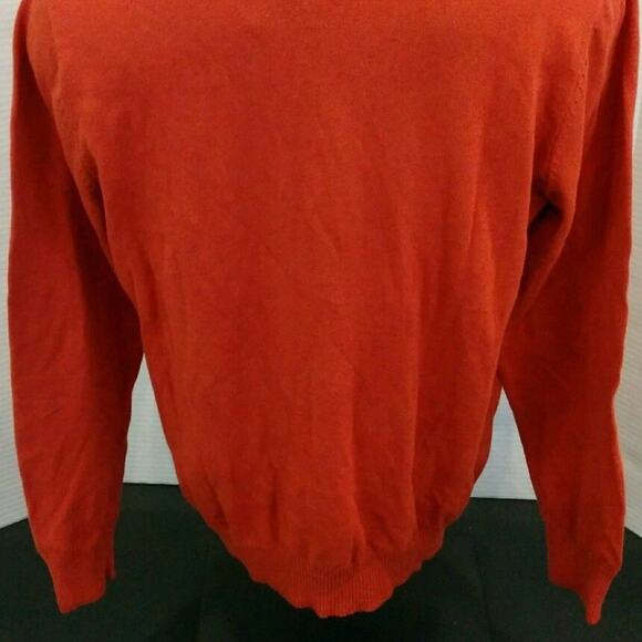 John Ashford Knit Sweater Ribbed VNeck M Orange Casual Pullover Long Sleeves‎ - Picture 5 of 7